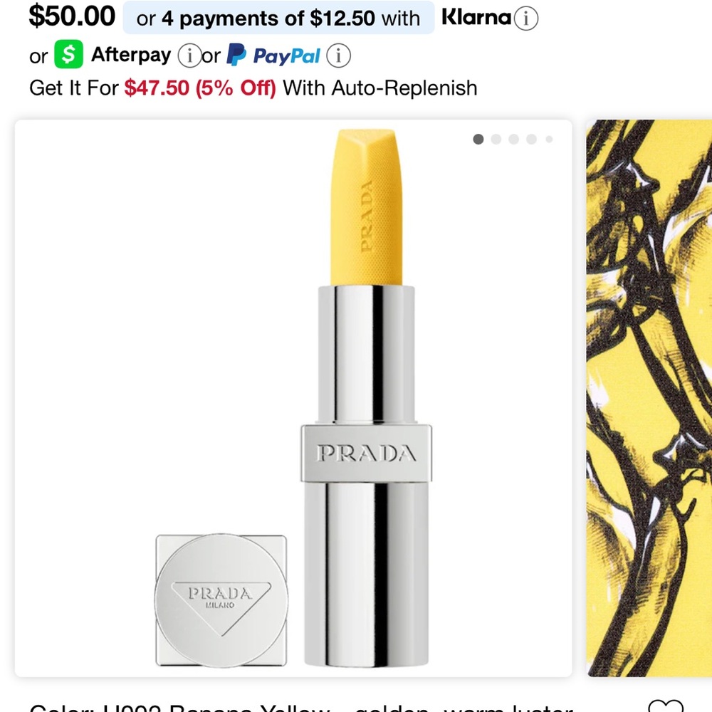 Prada Banana Lip Balm + matching pouch NWT
